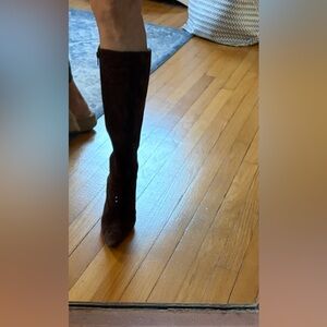 Bandolino faux suede chocolate brown knee high boots.